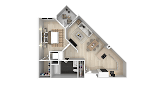 One Bed Floor Plan at Cirrus Redwood City, Redwood City, CA 94061