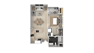 1 Bed Floor Plan at Cirrus Redwood City, Redwood City, CA