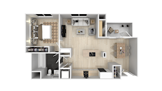 1 Bedroom 1 Bathroom Floor Plan at Cirrus Redwood City, Redwood City California