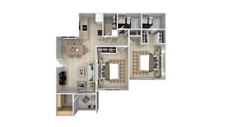 2 Bedroom 2 Bathroom Floor Plan at The Maddox Sunnyvale, Sunnyvale, CA 94087