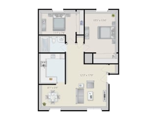 A floor plan of a house with dimensions and room layout.