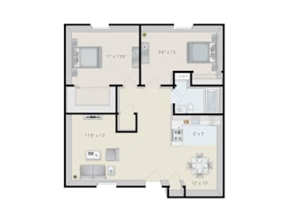A floor plan of a house with rooms labeled.