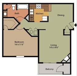 a floor plan of a house with a bedroom and a living room