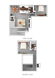 2Bedroom Loft Floor Plan at River Run Apartments, Avon, Colorado
