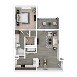 1 Bed 1 Bath Floor Plan at 901 Rendon, Burleson, TX 76028