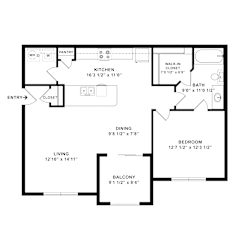 1 Bedroom 1 Bathroom Floor Plan at 901 Rendon, Texas