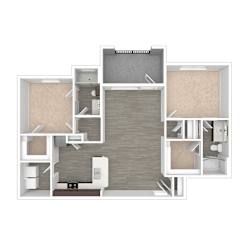2 Bedroom Floor Plan at 901 Rendon, Burleson Texas