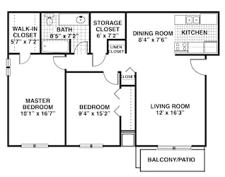 a floor plan of a house with bedrooms and a living room