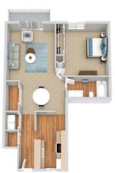a floor plan of a room with a bedroom and a bathroom