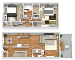 Floor Plan 2 Bedroom Townhome