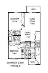 Floor Plan 2 Beds | 2 Baths Lower