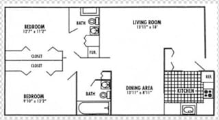 Floor Plan 2 Beds | 1.5 Baths