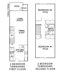 Floor Plan 2 Beds | 1.5 Baths Townhome