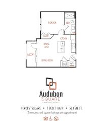 A floor plan for Audubon Square apartment homes.