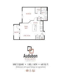 A floor plan for Audubon Square apartment homes.