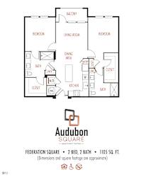 A floor plan for Audubon Square apartment homes.