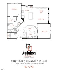A floor plan of an apartment from Audubon Square.