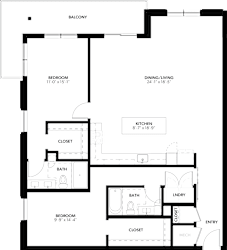 2 bedroom 2 bath D at The Pearl, Fort Wayne, Indiana