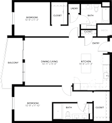 2 bedroom 2 bath A at The Pearl, Fort Wayne, IN 46802