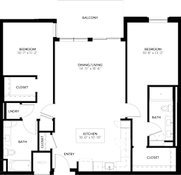 2 bedroom 2 bath F at The Pearl, Indiana