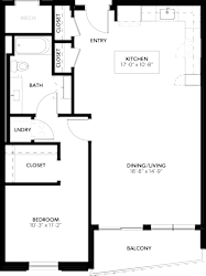 1 bedroom 1 bath A at The Pearl, Fort Wayne
