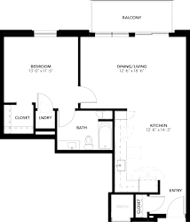 1 bedroom 1 bath C at The Pearl, Indiana 46802