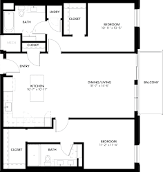 2 bedroom 2 bath C at The Pearl, Fort Wayne, 46802