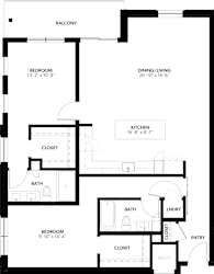 2 bedroom 2 bath E at The Pearl, Fort Wayne