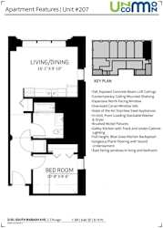 a floor plan for a small apartment with a bedroom and a bathroom