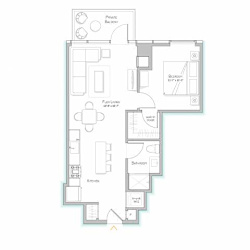 Floor Plan Tier 11 - 708 SF