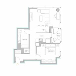 Floor Plan Tier 13 - 827 SF