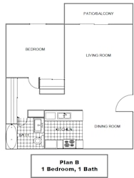 Plan B floorplan at Casa Del Amo Apartments, California