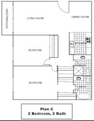Plan C floorplan at Casa Del Amo Apartments, Torrance, 90505