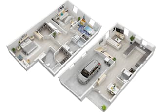 floor plan of a house with a car