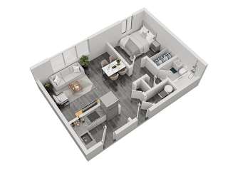 Floor Plan 1 Bedroom 1 Bathroom