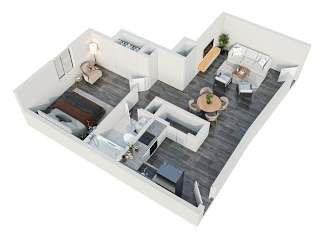 Floor Plan 1 Bedroom 1 Bathroom