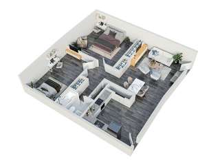 an overhead view of a floor plan of a bedroom