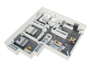 a floor plan of a house with a bedroom and a living room