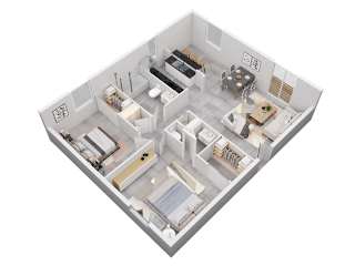Floor Plan 2 Bedroom 1.5 Bathroom