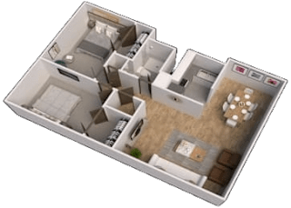 a floor plan of a house with a bedroom and a living room
