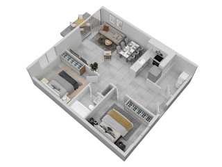 Floor Plan 2 Bedroom 1 Bathroom