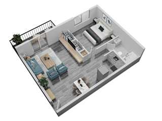 a floor plan of a house with a bedroom and a living room
