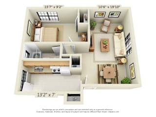a floor plan is shown in this rendering