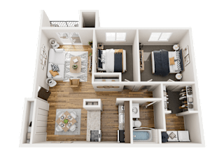 2BWD Floor Plan at Woodland Villa Apartments, Westland