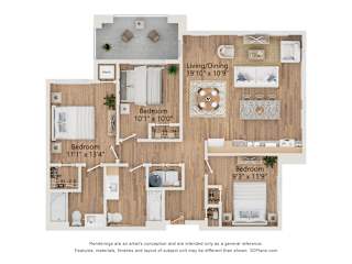 3 Bed Type A Floor Plan at 67 Flats, Glendale, AZ