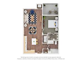 A1 Type B Floor Plan at The Addie at Metro Center 55+ Apartments, Aurora, CO 80012
