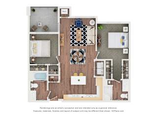 B1 Type B Floor Plan at The Addie at Metro Center 55+ Apartments, Aurora