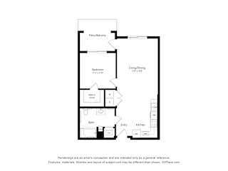1B1B D Floor Plan at Anchor at Gulf Harbors 62+ Apartments, Florida