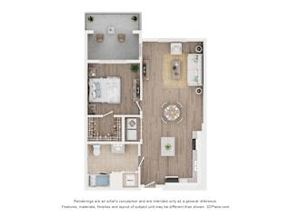 1B1B C Floor Plan at Anchor at Gulf Harbors 62+ Apartments, New Port Richey