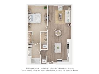 1B1B E Floor Plan at Anchor at Gulf Harbors 62+ Apartments, Florida, 34652
